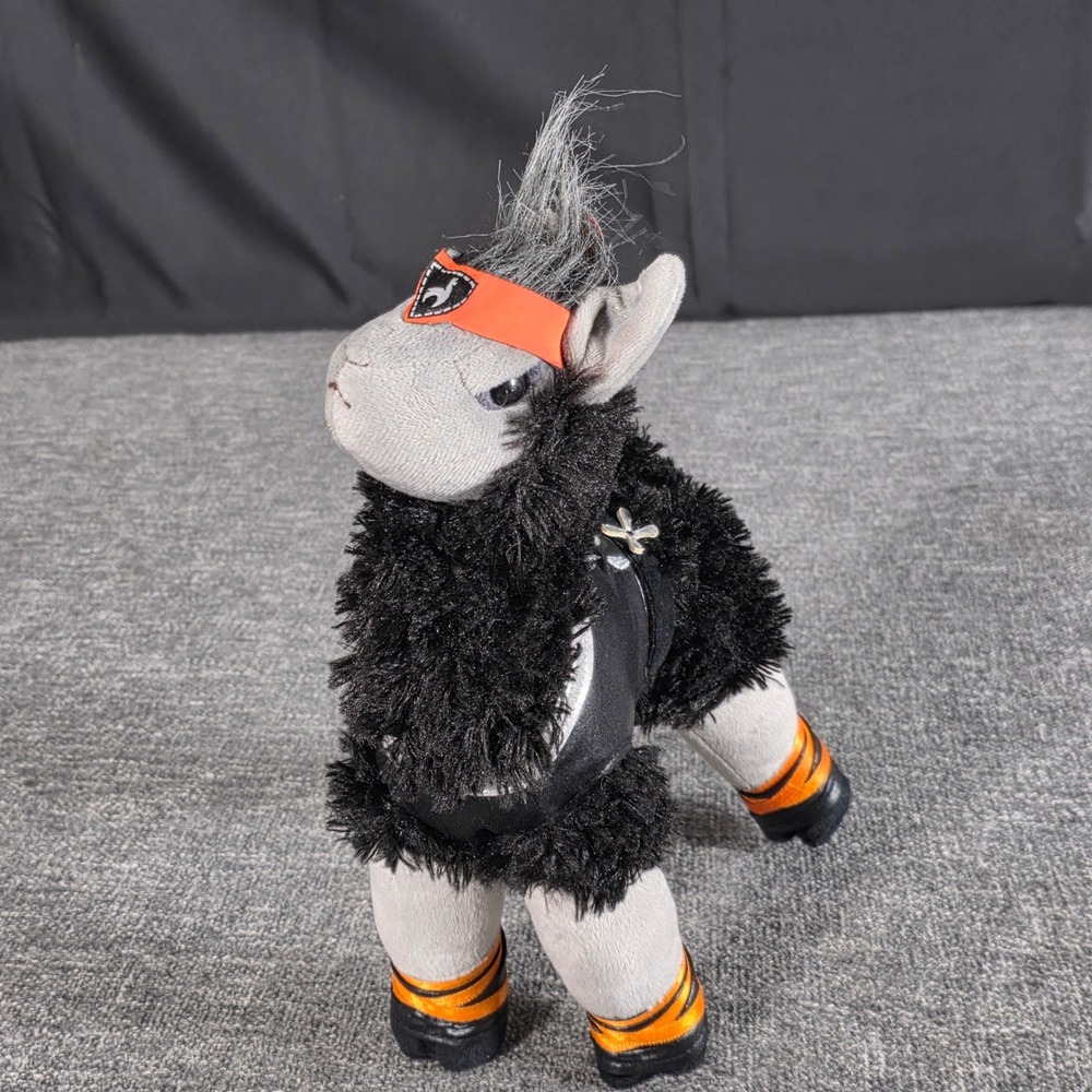Douglas Toys Classy Llama Ninja Stuffed Animal Plush Grey Black Orange 13"